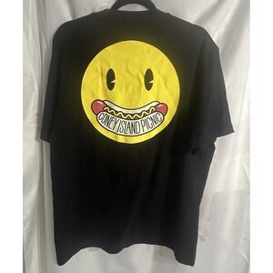 Men's Casual Black Smiley -Face Graphic Coney Island Picnic Tshirt NWT  Size M
